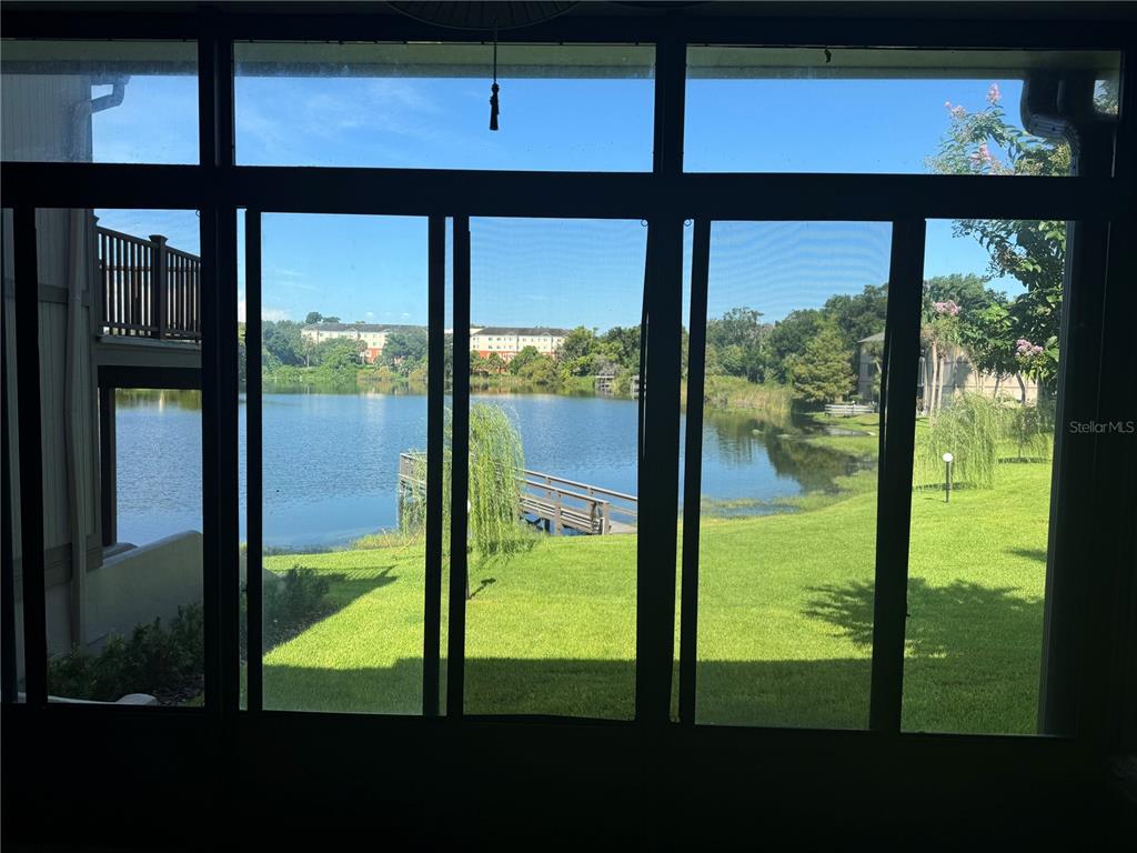 a view of lake from a window