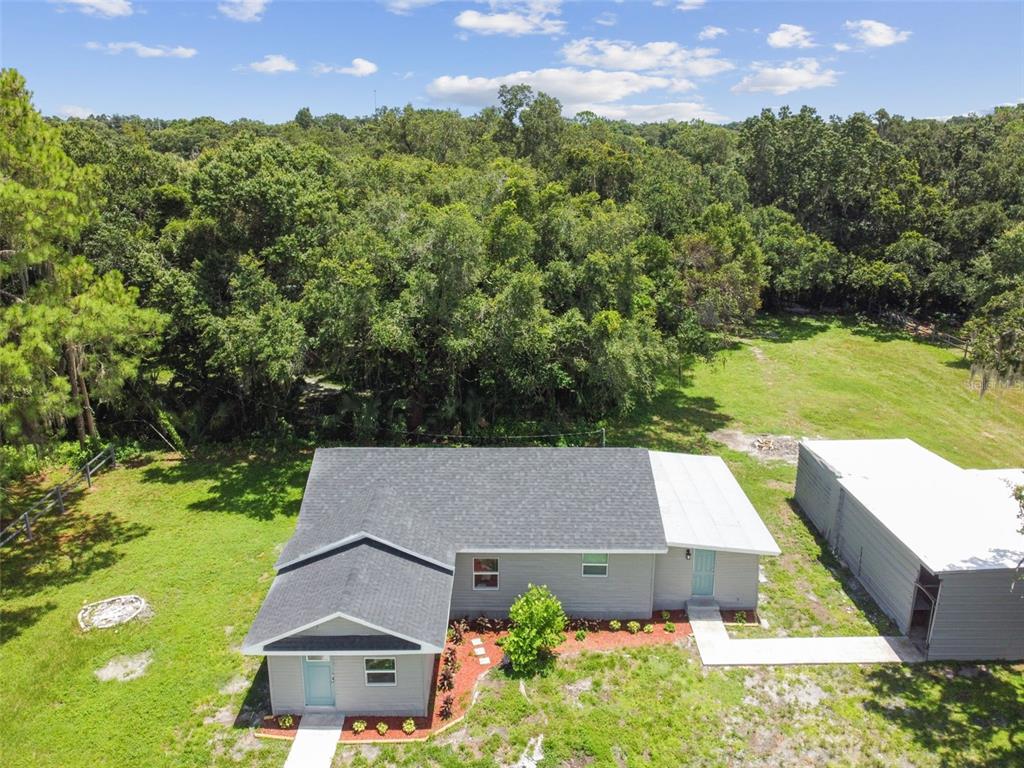 an aerial view of a house