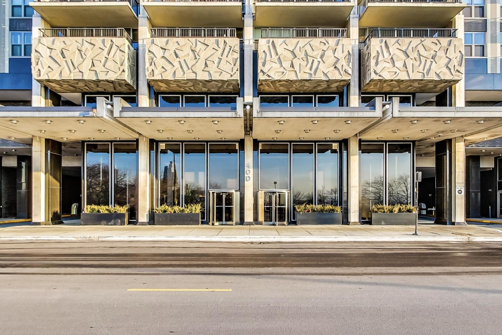 a view of a building on the street