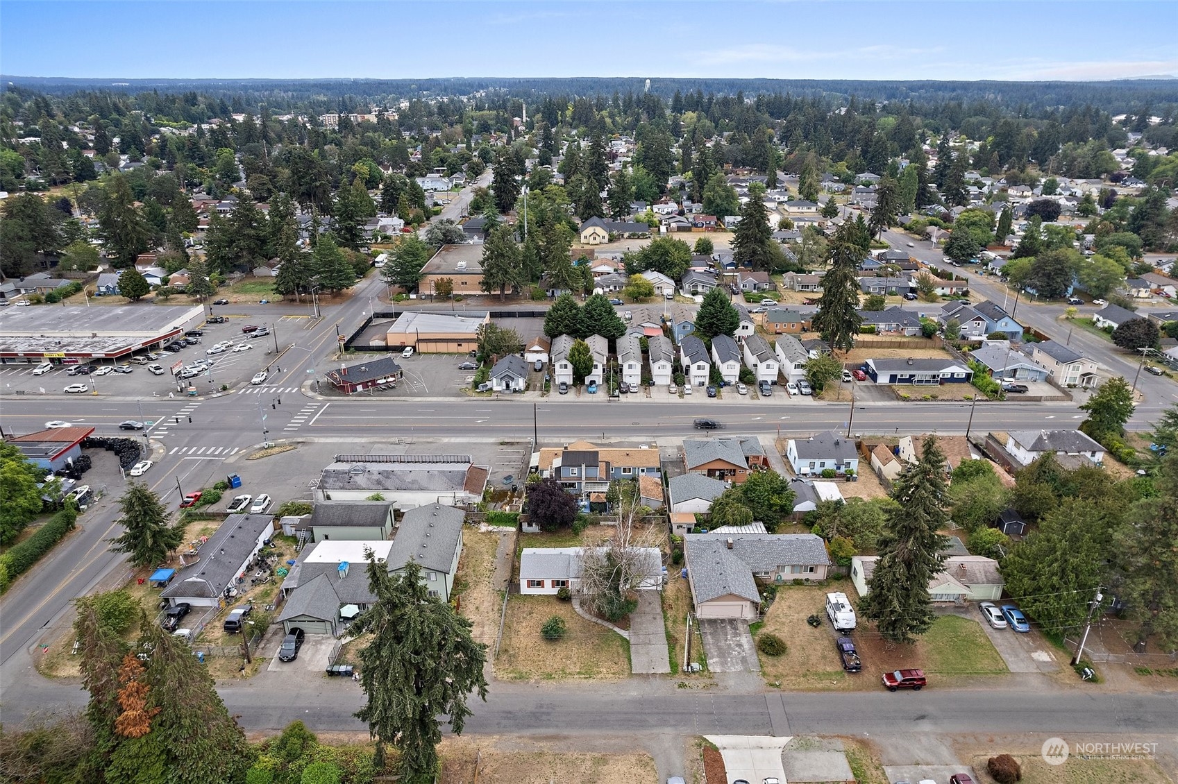 an aerial view of a city