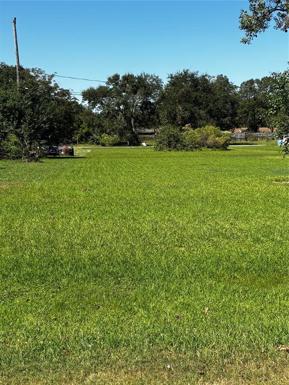 a view of a green field with clear sky