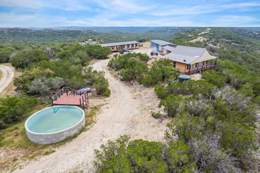 an aerial view of a house