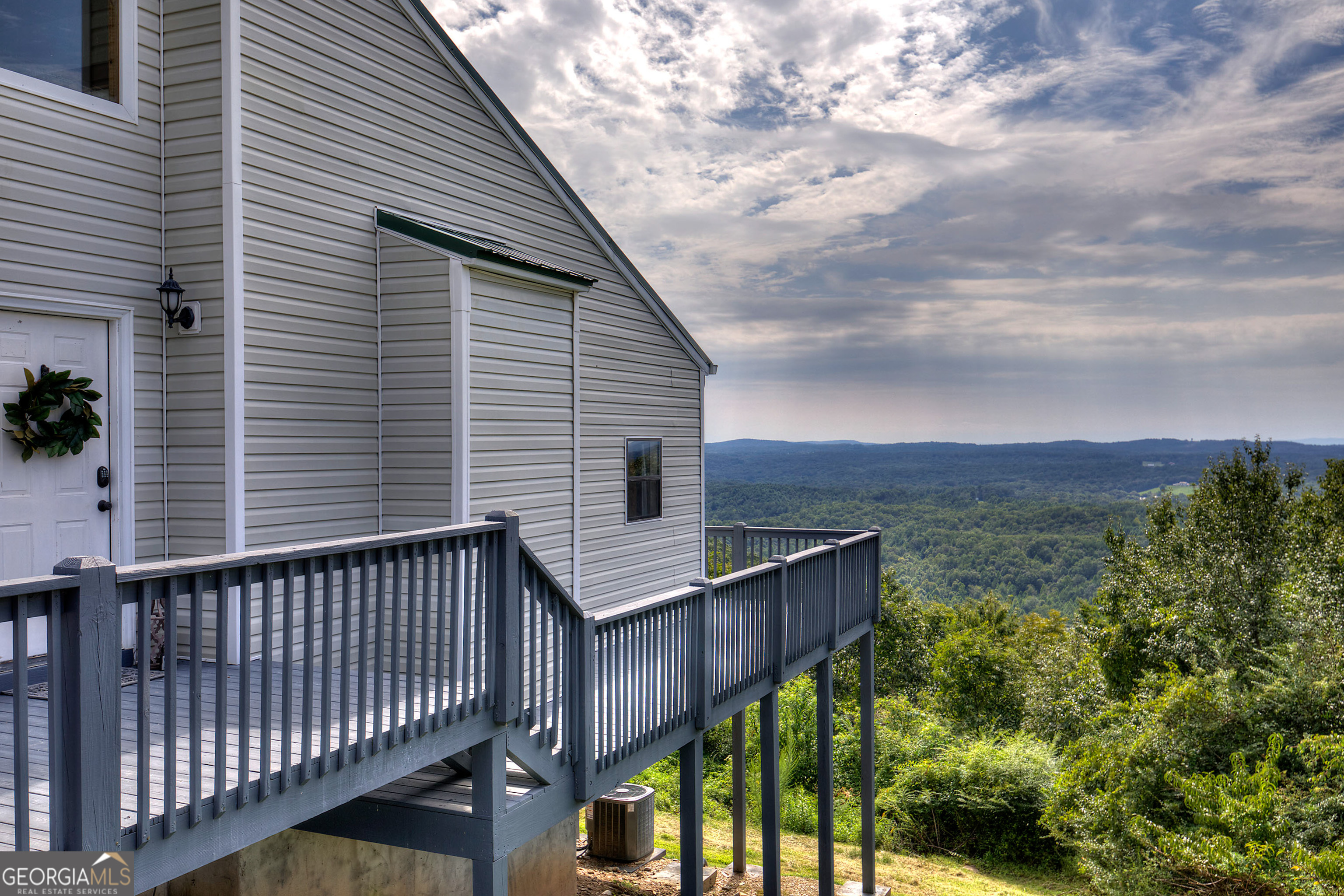 a view of a terrace with sky view