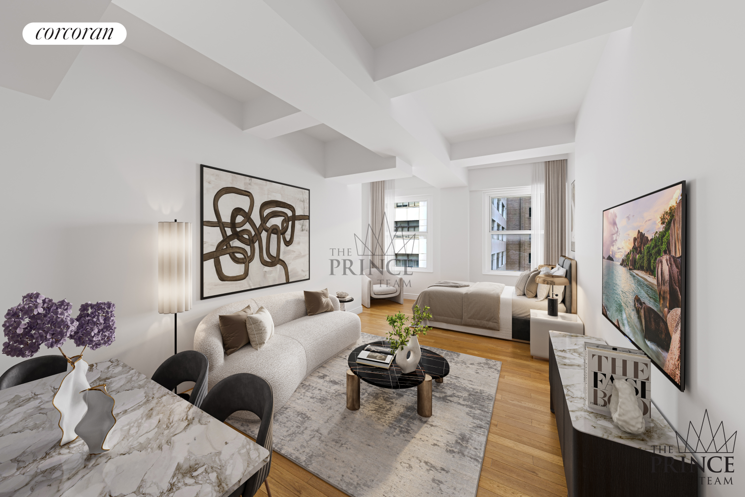 a living room with furniture and a flat screen tv