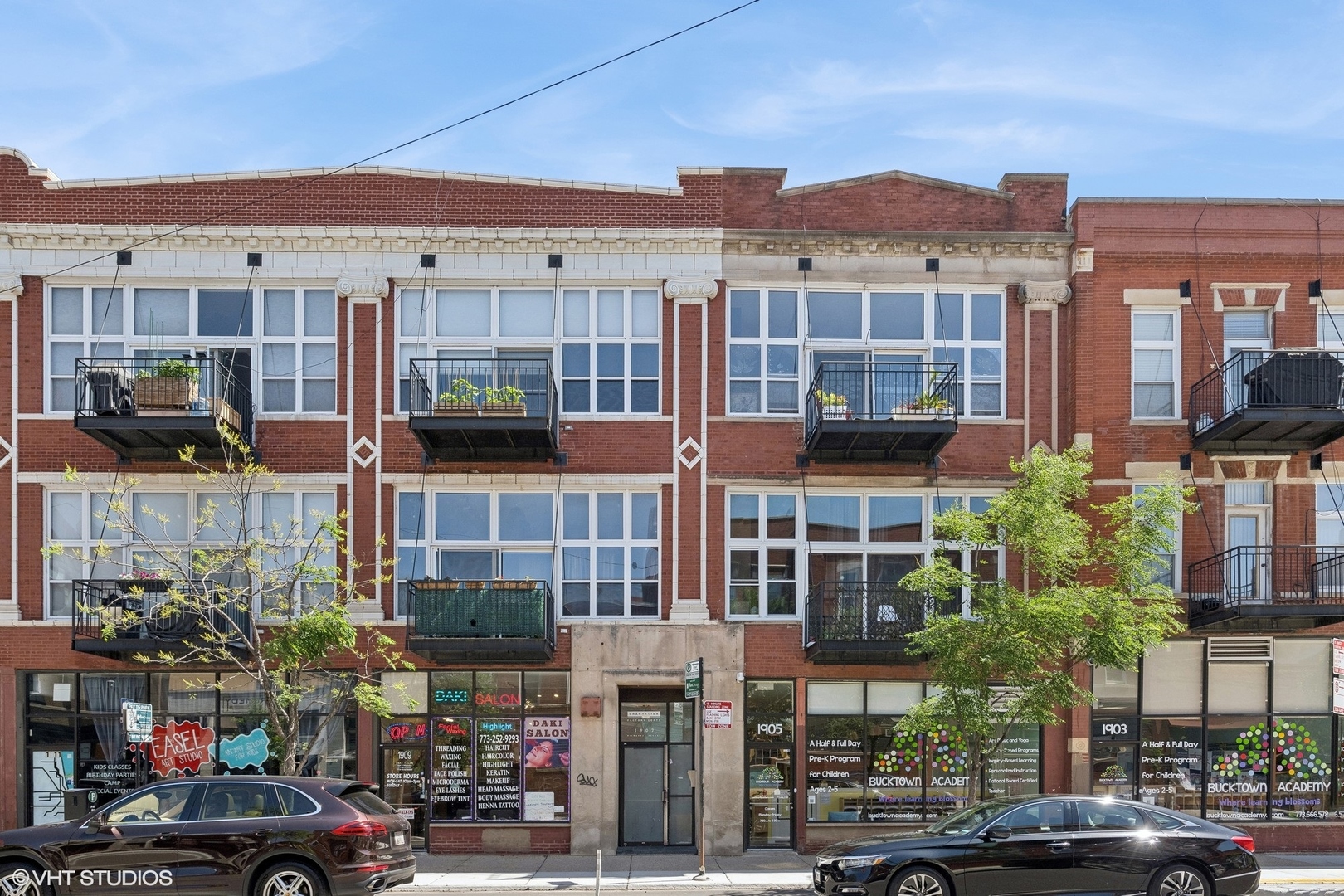 a view of a building and a street view