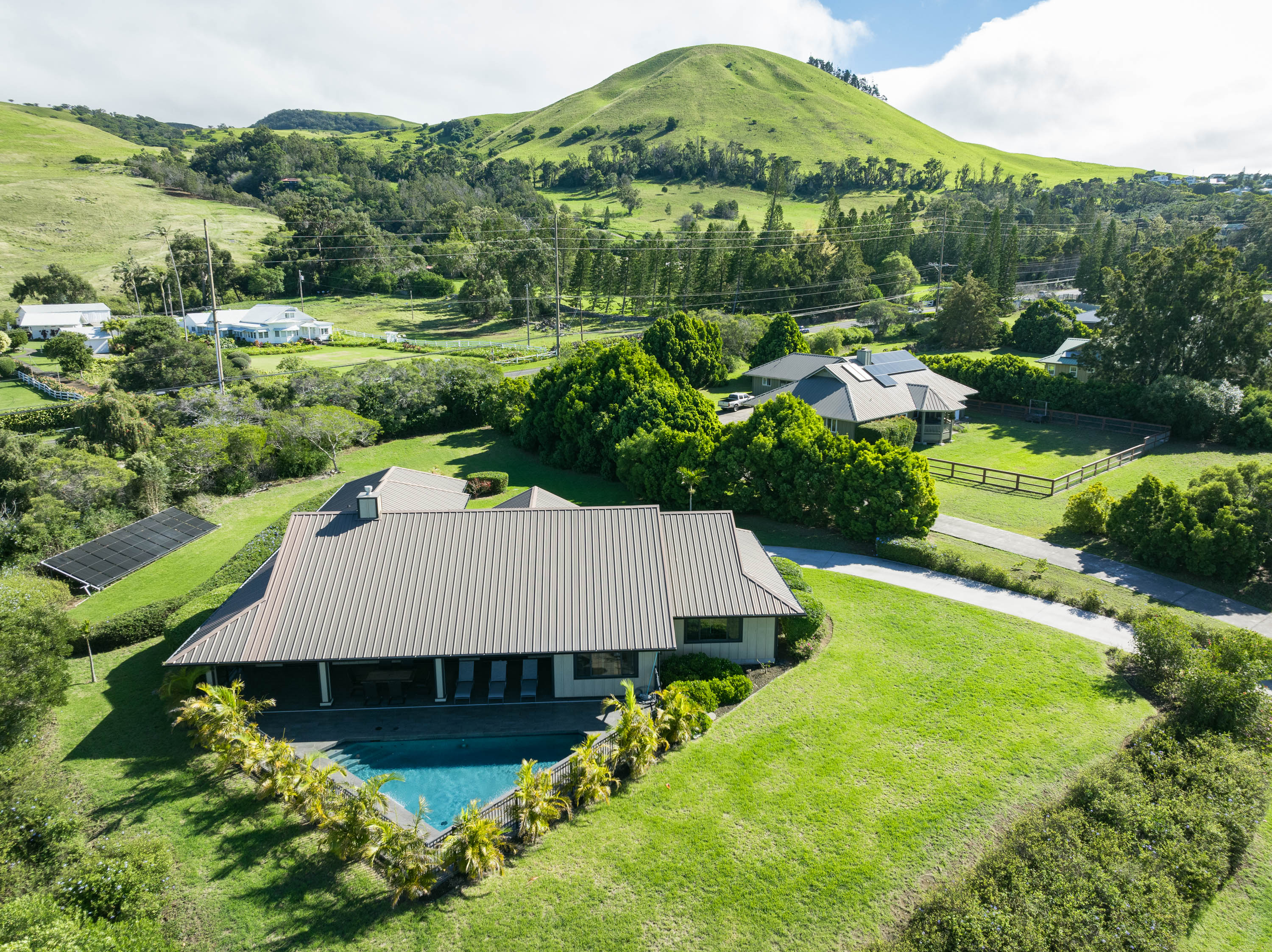 an aerial view of a house