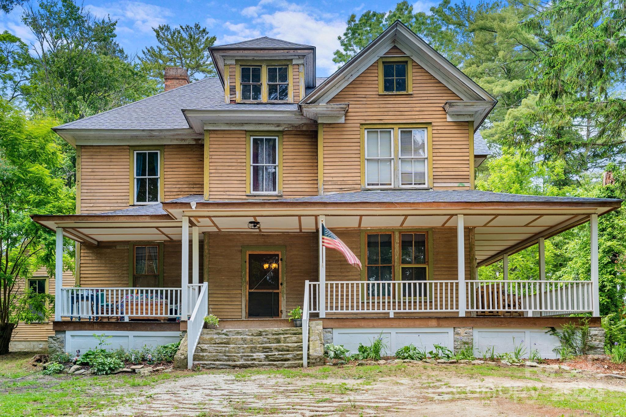 front view of a house with a porch