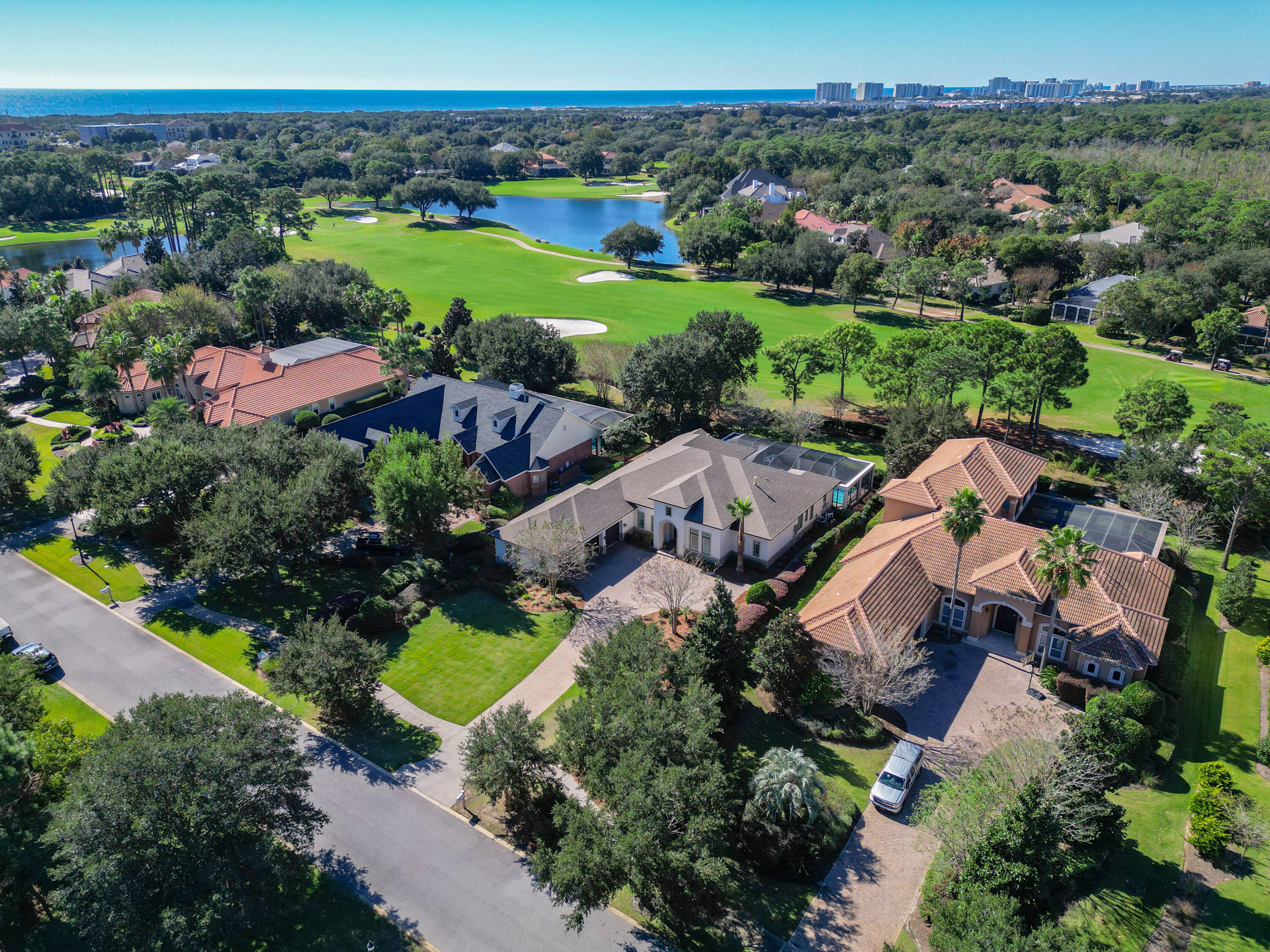 an aerial view of a house with a garden