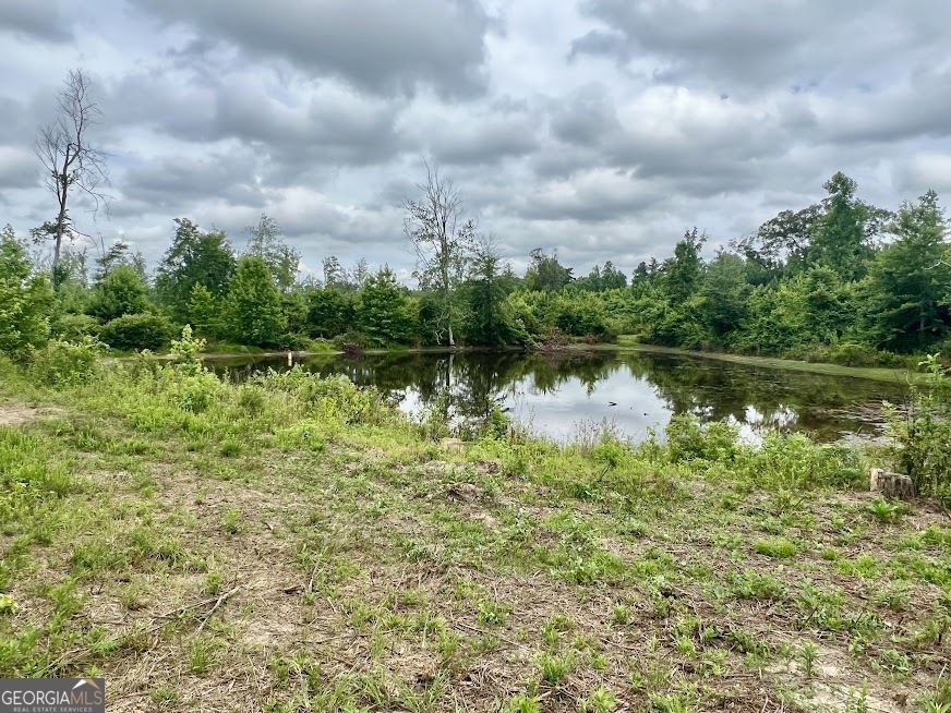 a view of a lake with a big yard