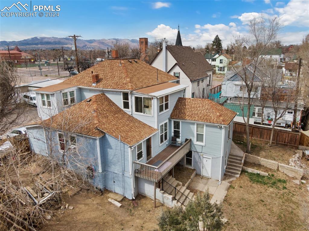 an aerial view of a house