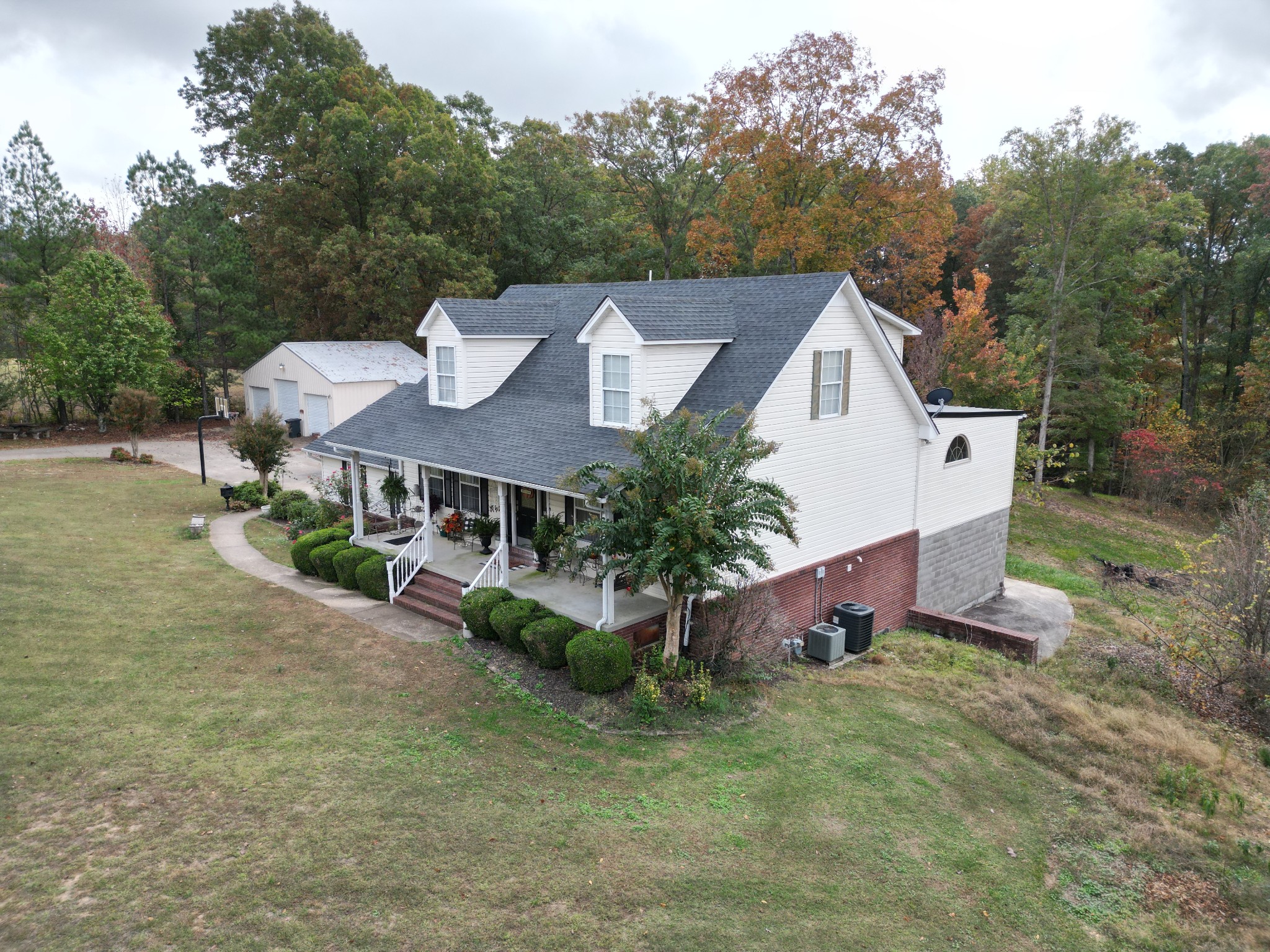 an aerial view of a house