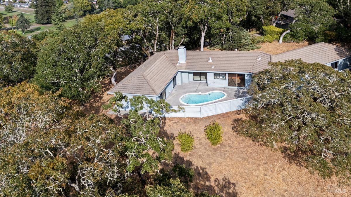 an aerial view of a house