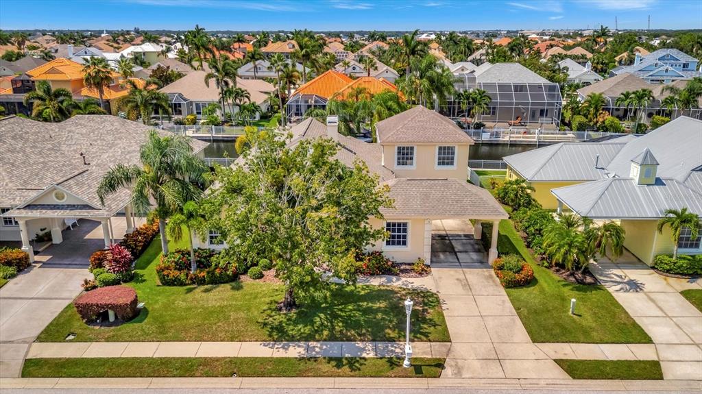 an aerial view of a house