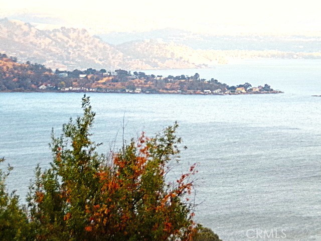 a view of a lake with a mountain in the background