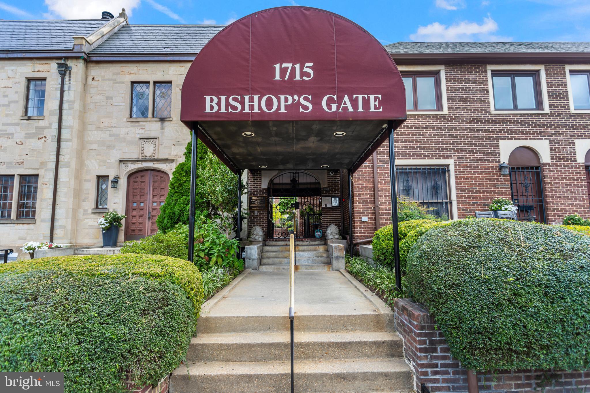 a view of a brick building with a entrance door