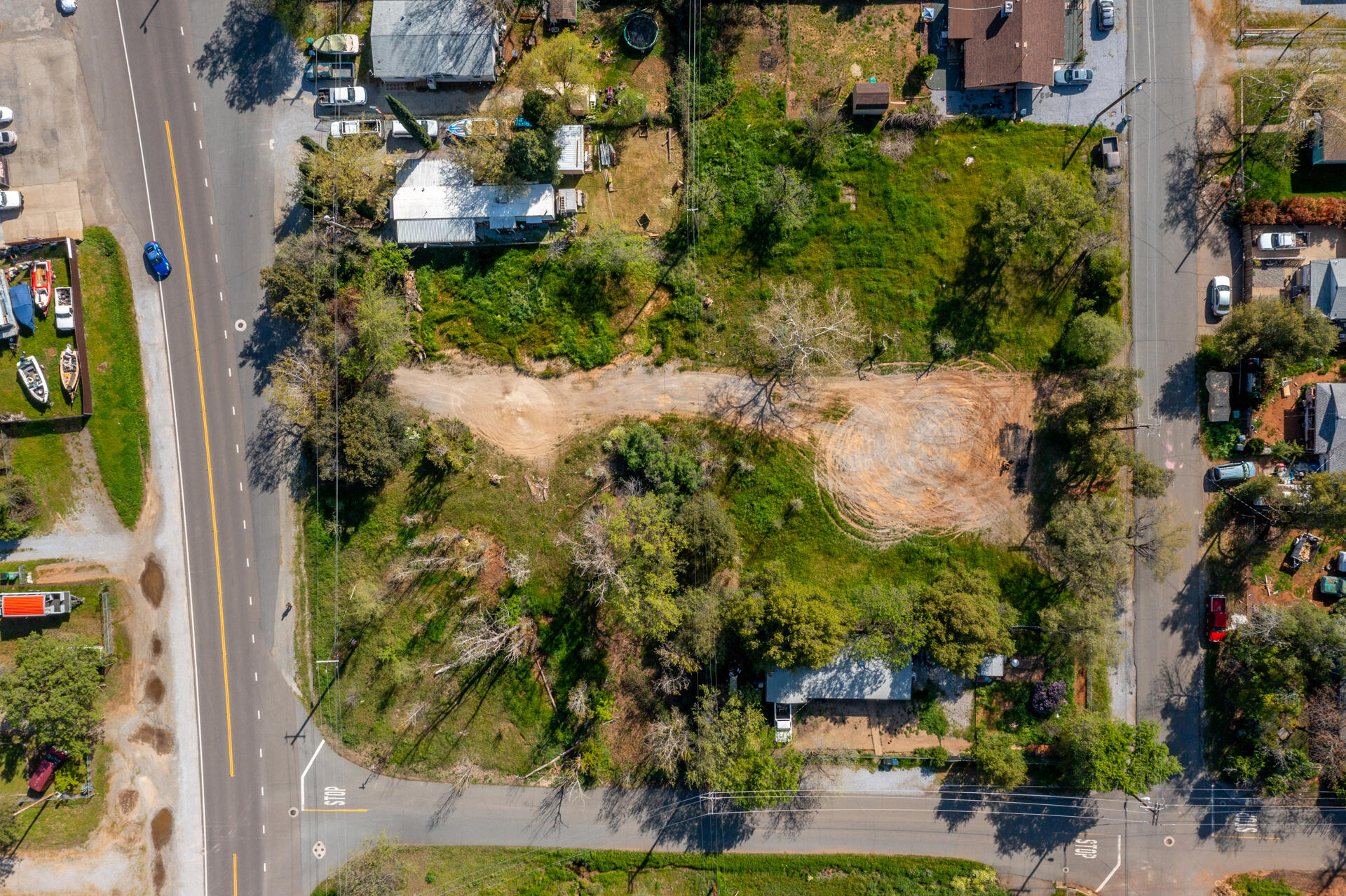 an aerial view of residential house with outdoor space