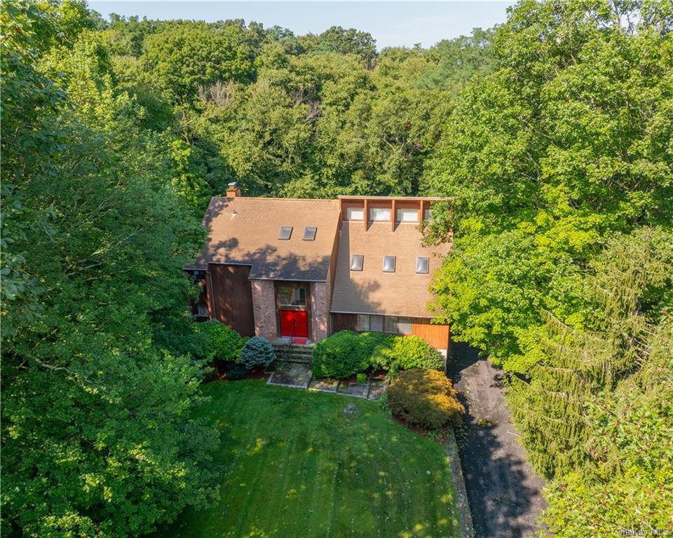 an aerial view of a house