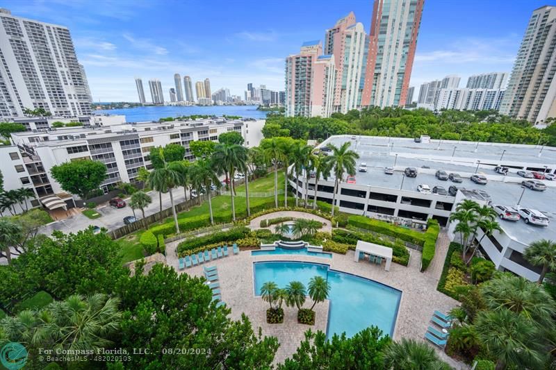 a view of a city with tall buildings