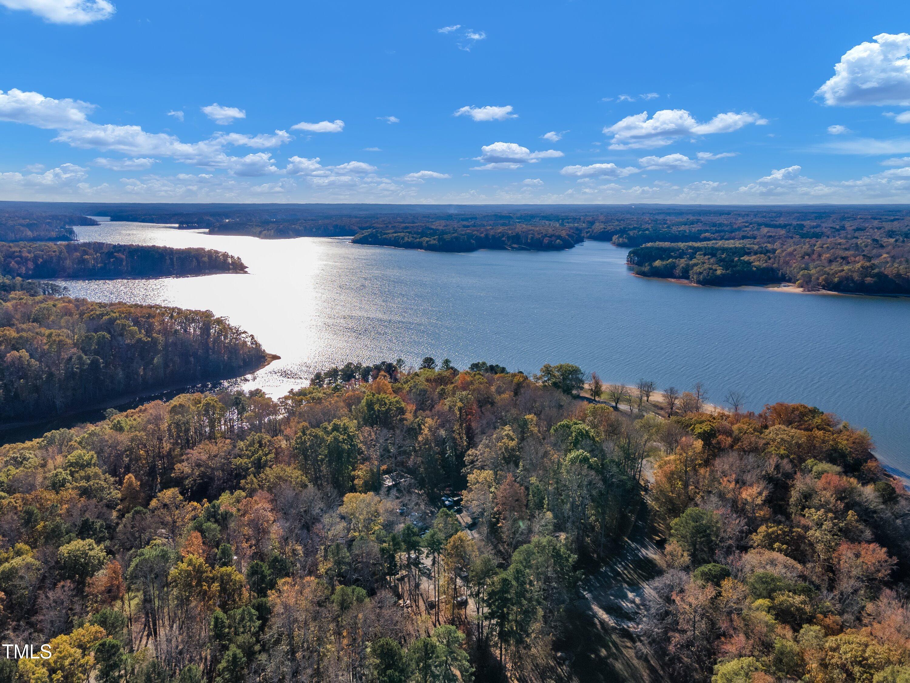 a view of a lake from a yard