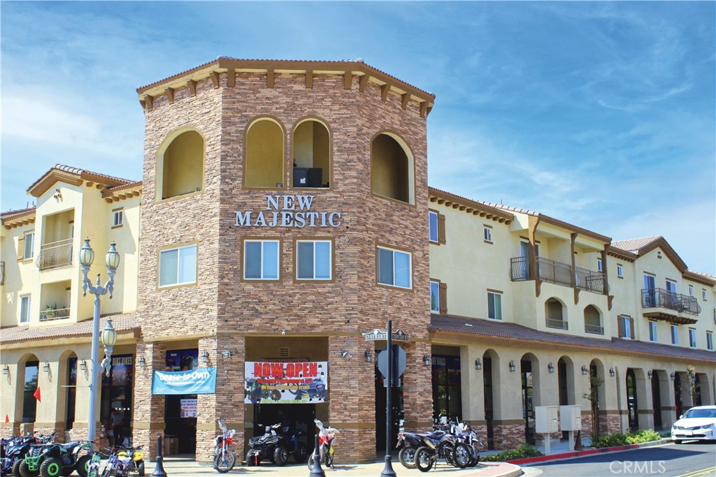 a front view of a building with glass windows