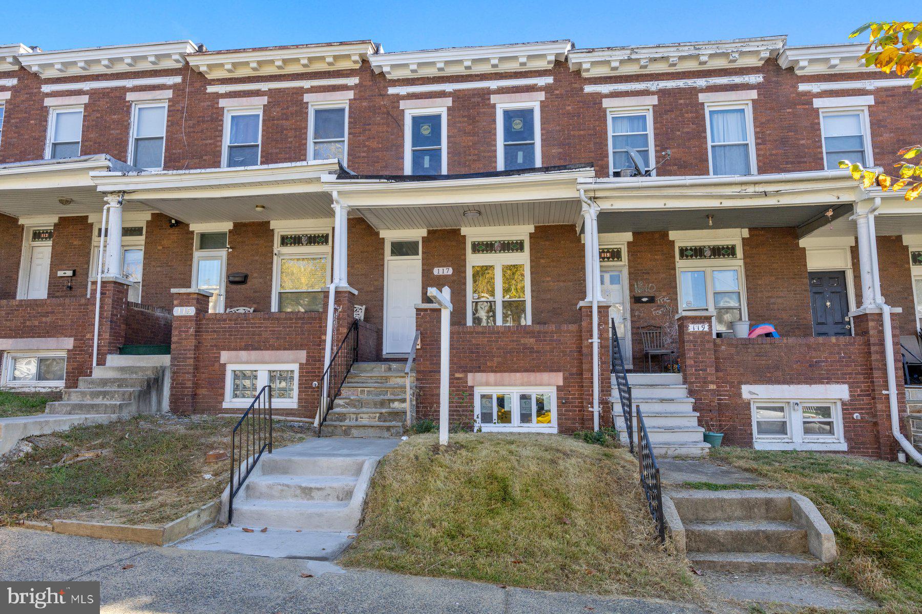 front view of a brick building