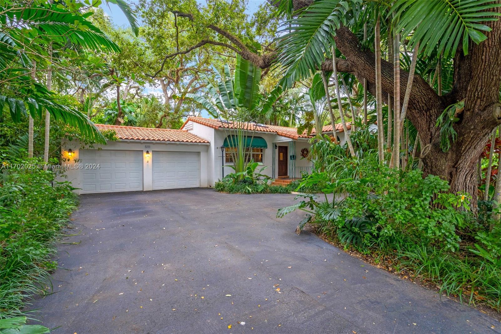 a view of a house with a tree and plants