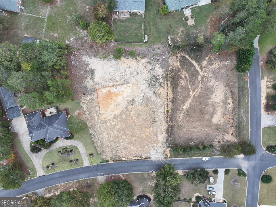 an aerial view of a house