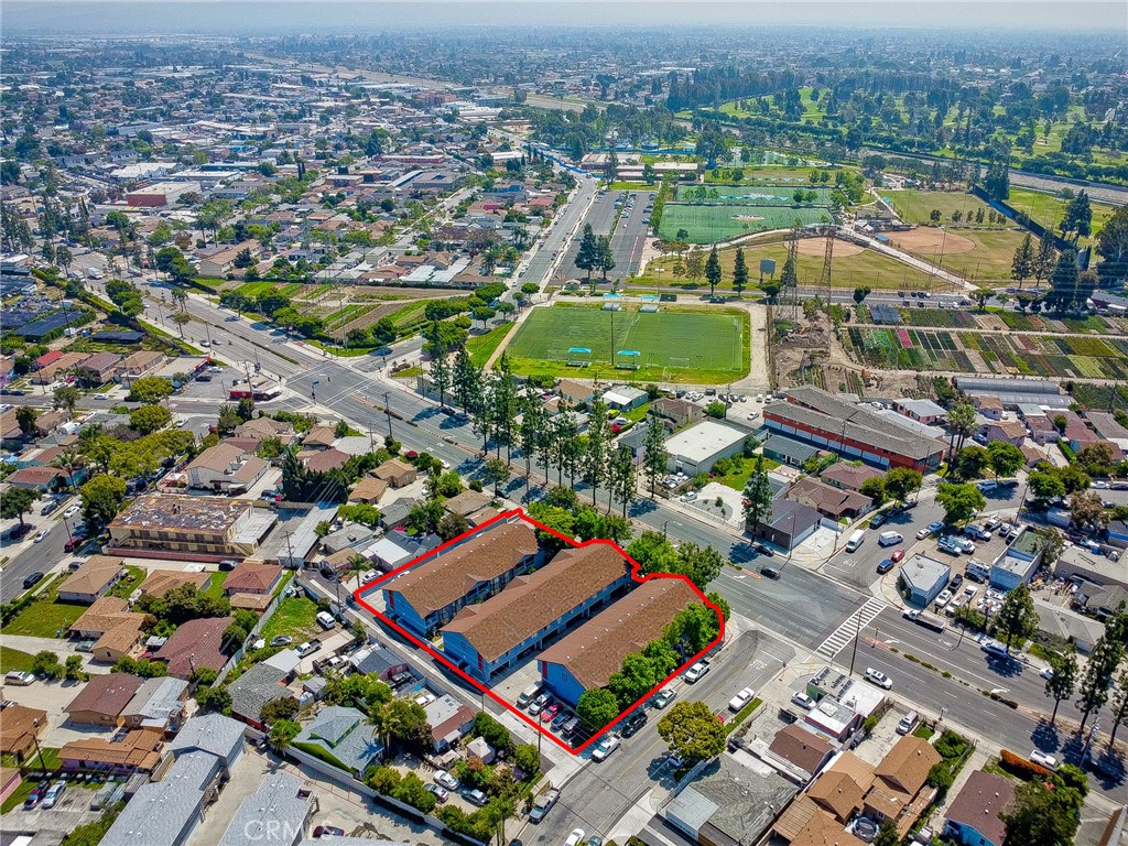 an aerial view of a city