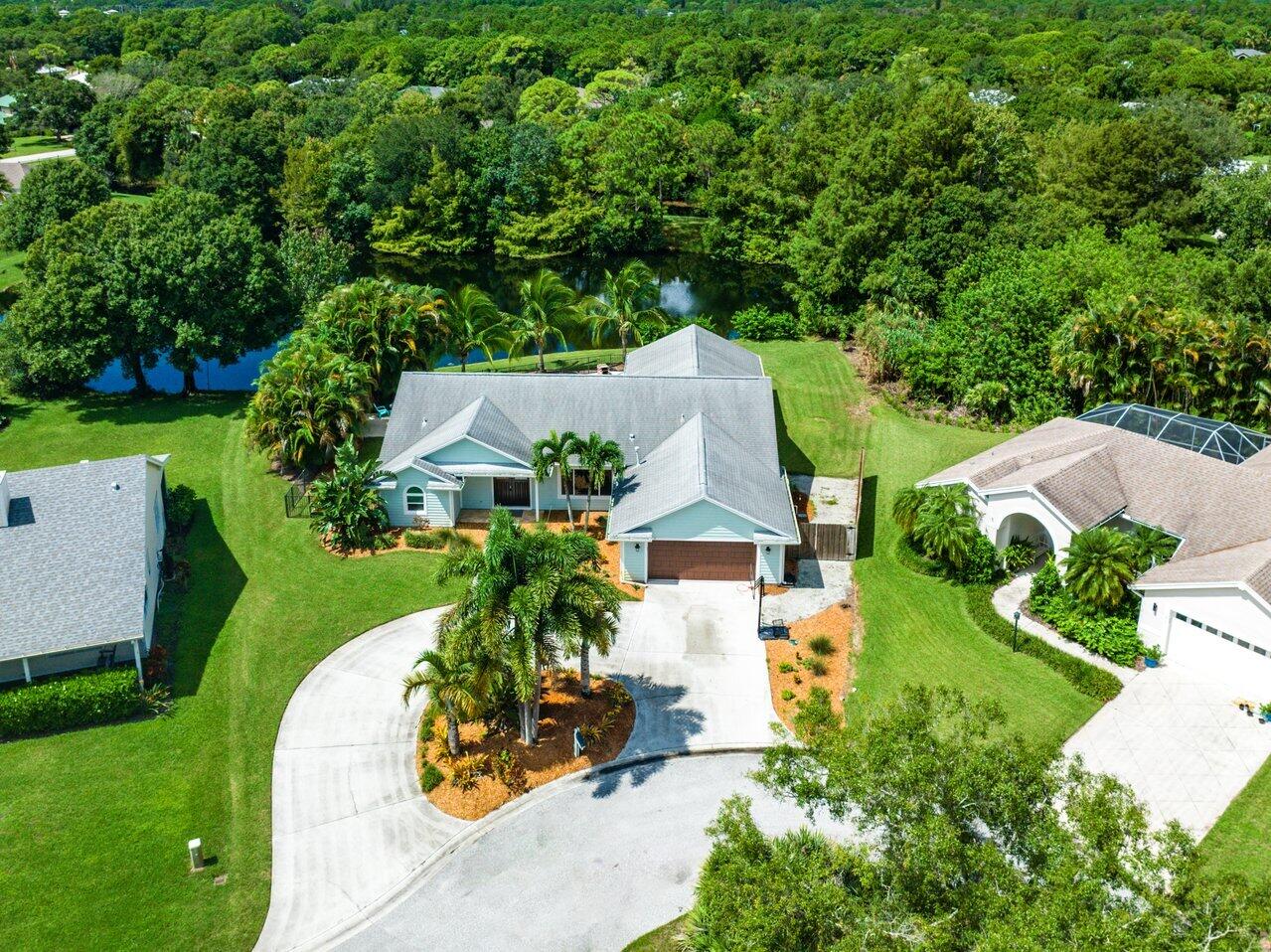 an aerial view of a house