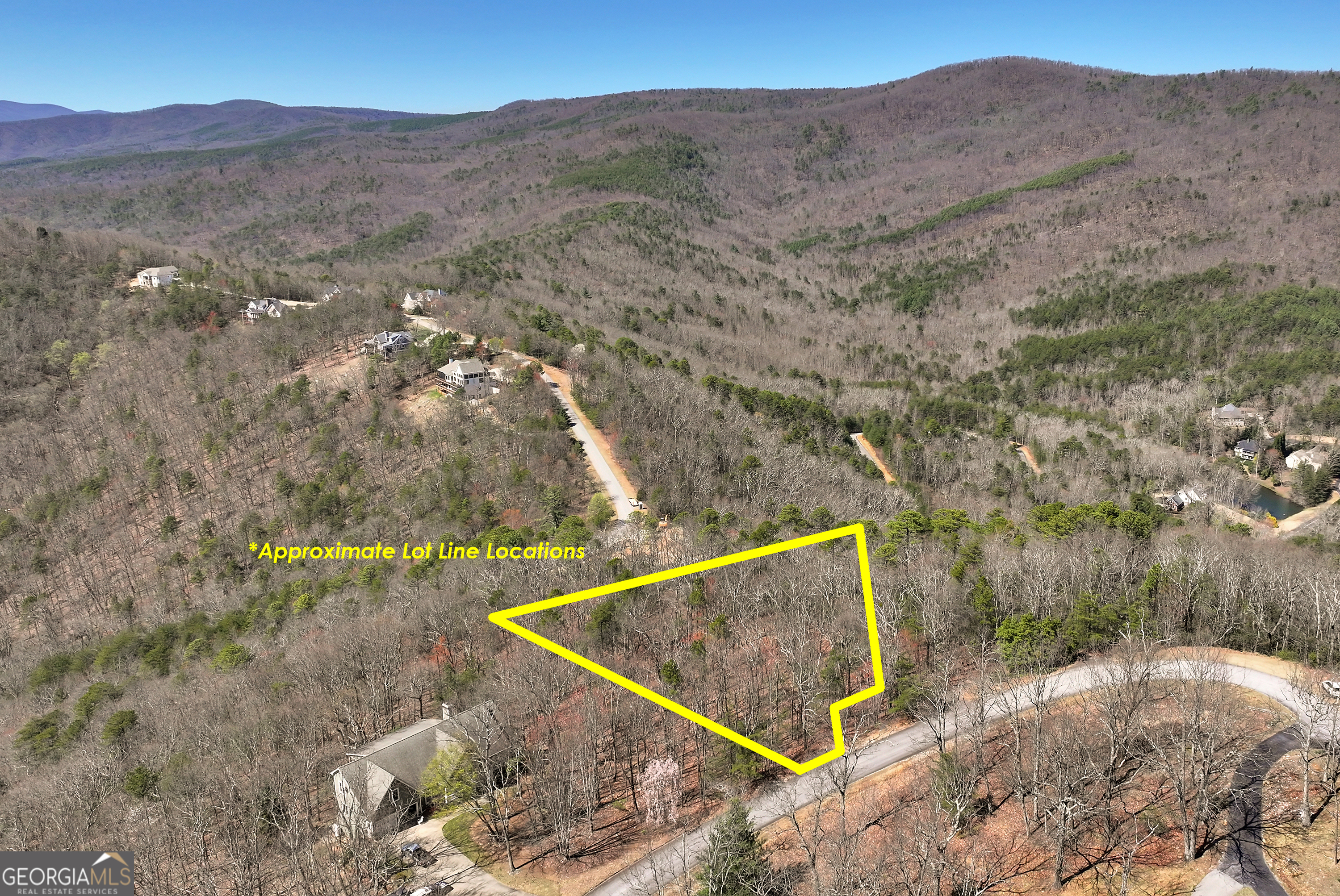 a view of a backyard with a mountain