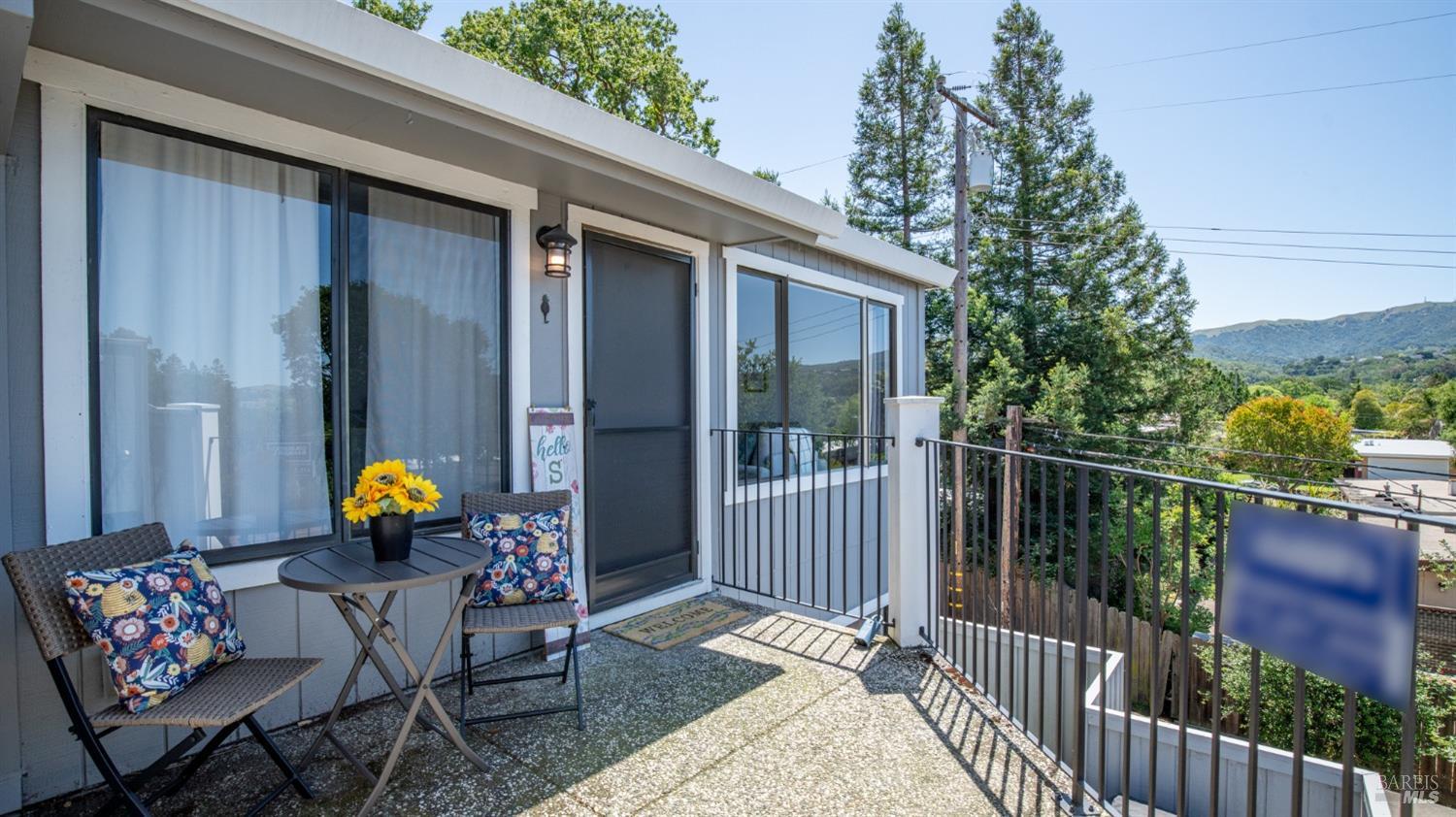 Front door and balcony with views