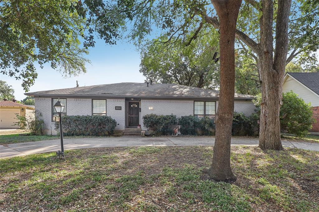 a front view of a house with a yard and tree