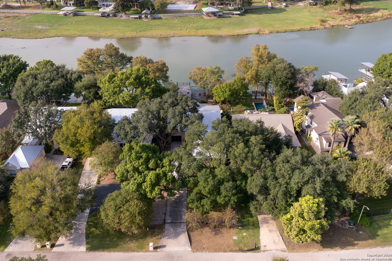 a view of a lake with houses