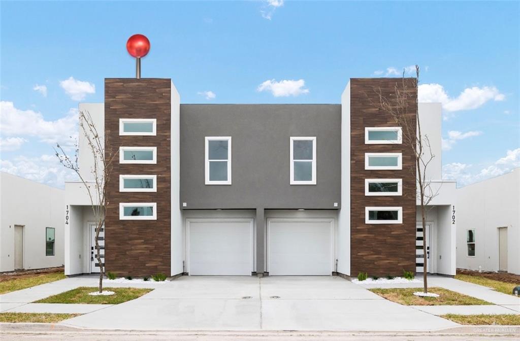 Modern home with a garage