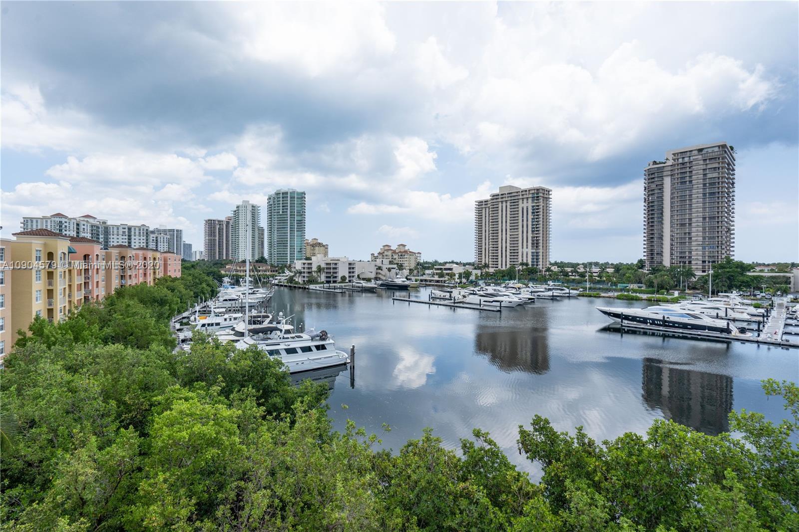 a view of a lake with a city