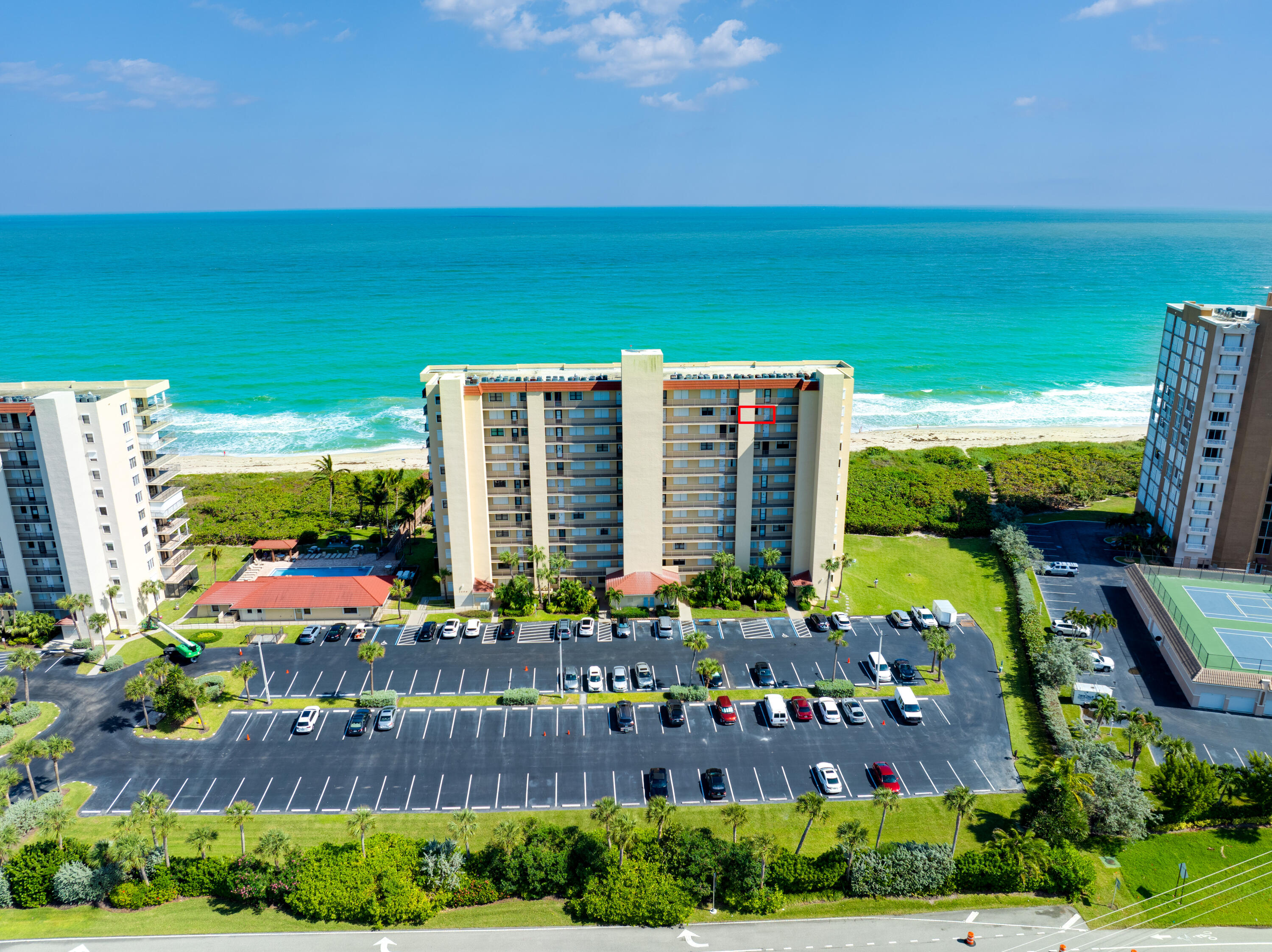 a view of a city and ocean view