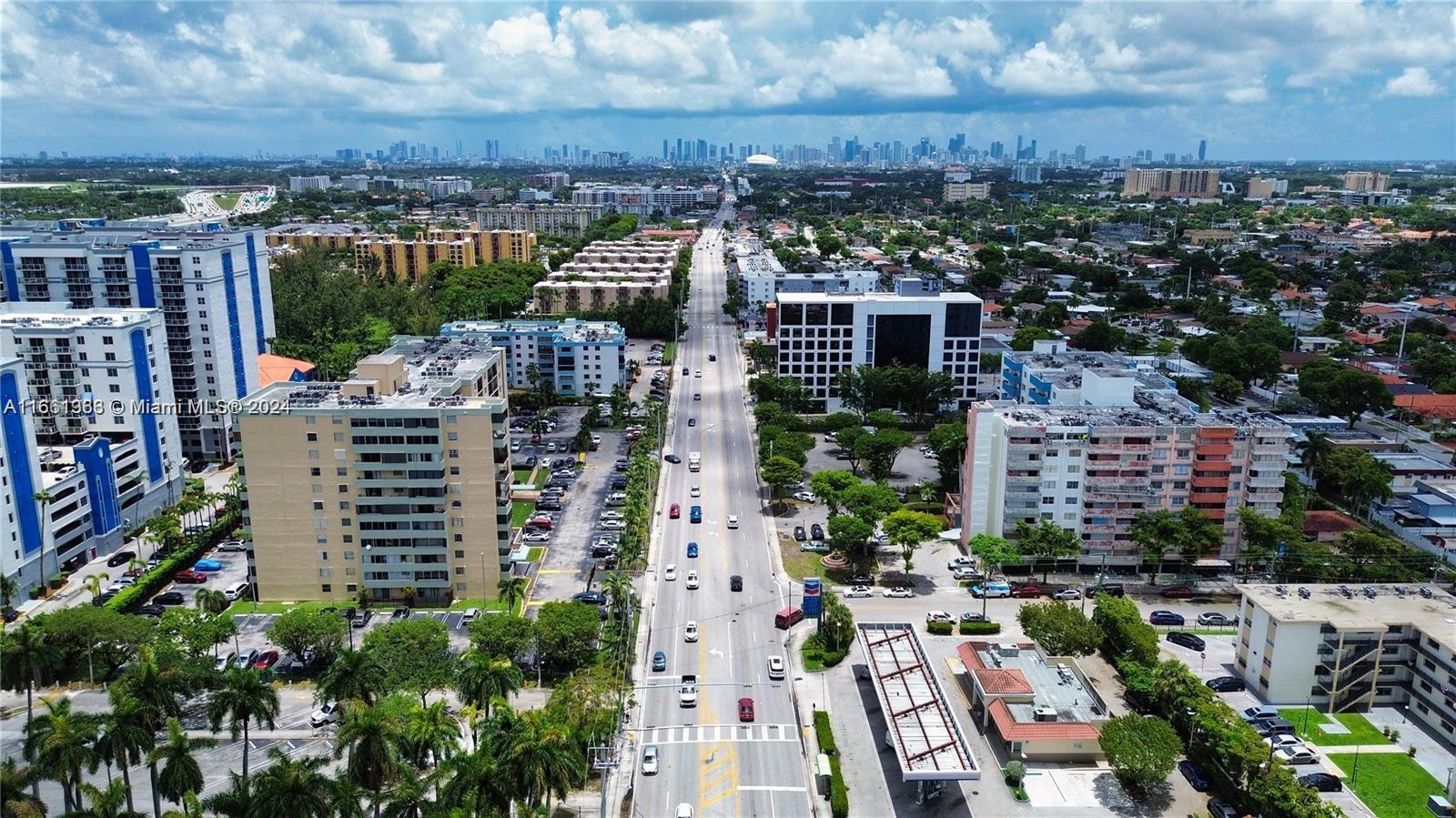 a view of city with tall buildings