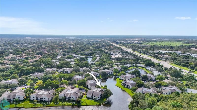 an aerial view of multiple house