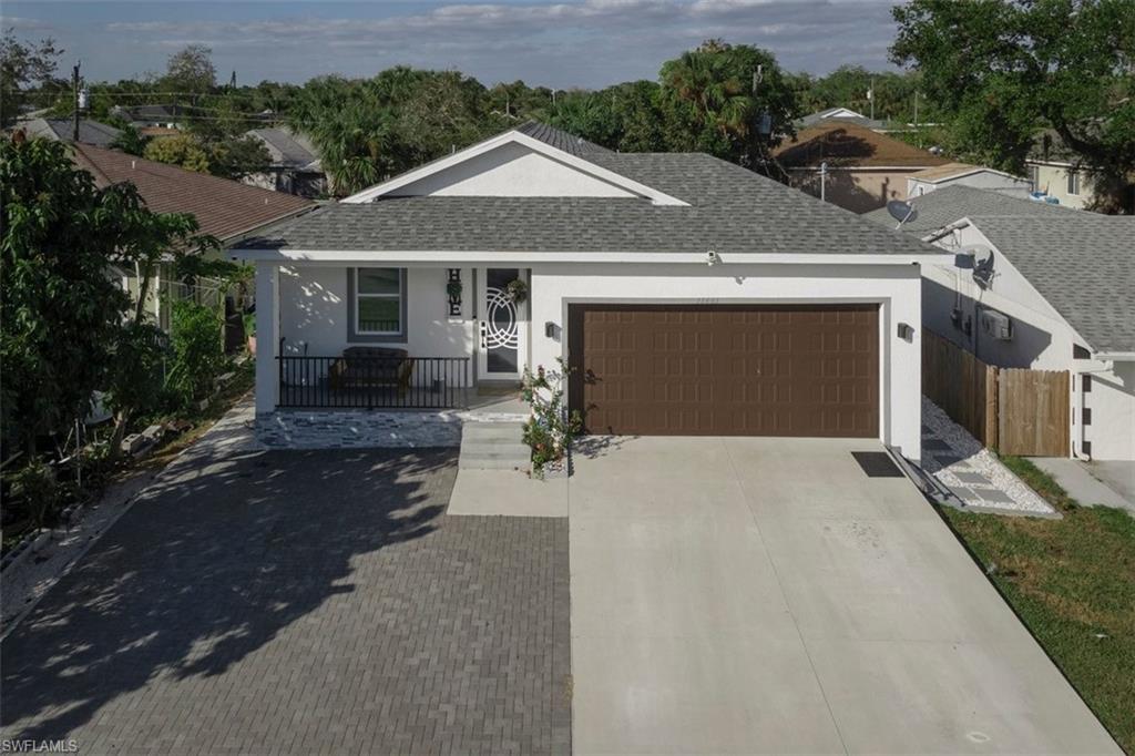 View of front of home with a garage