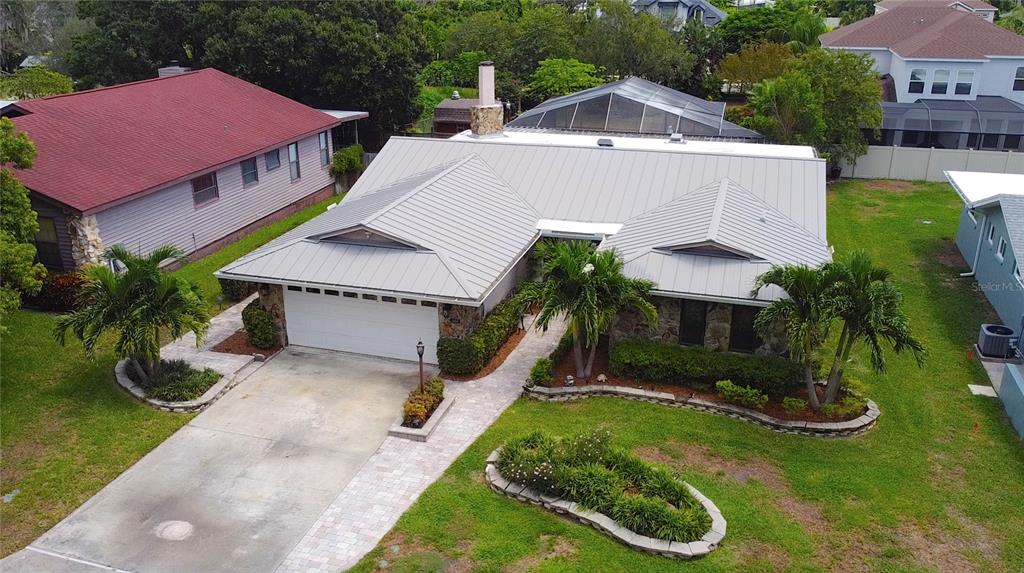 an aerial view of a house