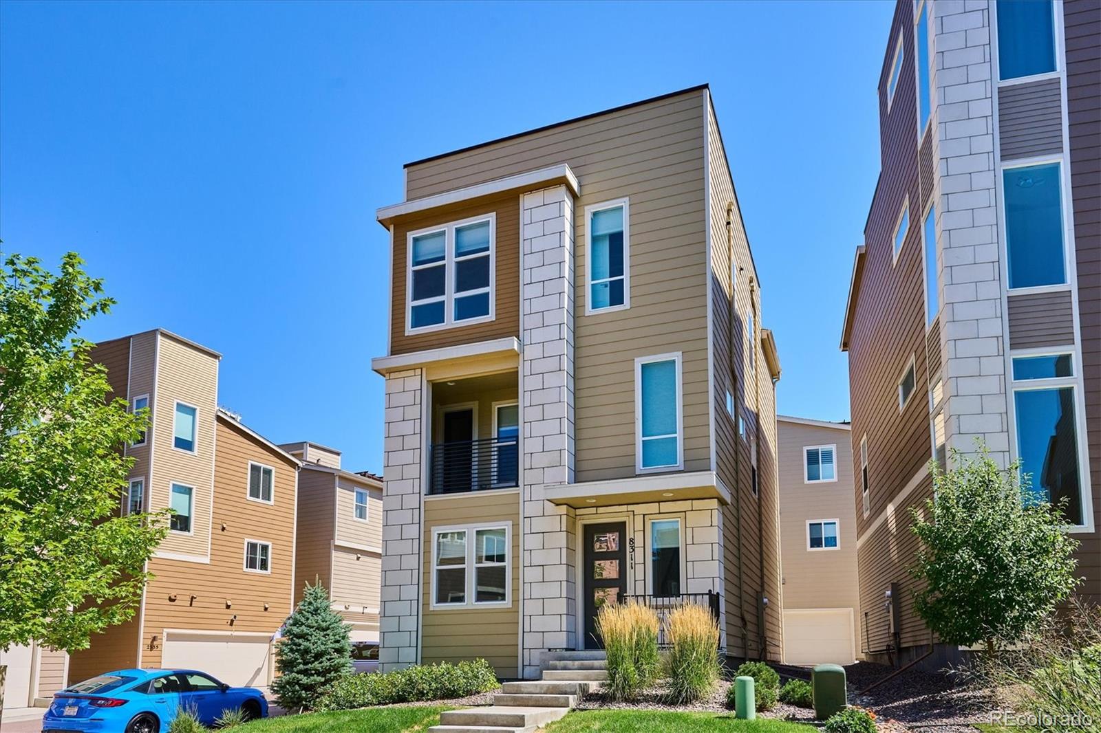 a front view of a multi story residential apartment building