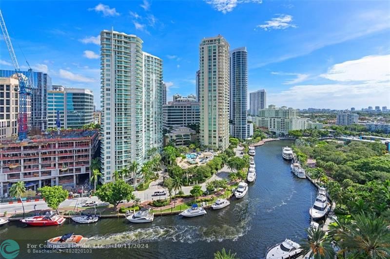 a view of a city with tall buildings