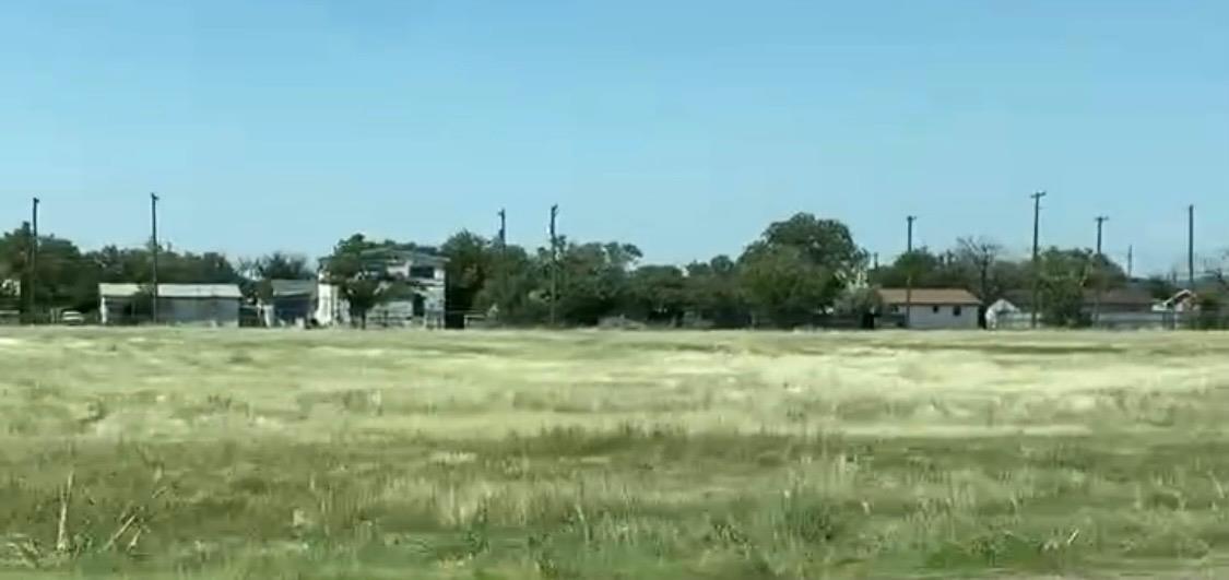 a view of a field of grass and trees