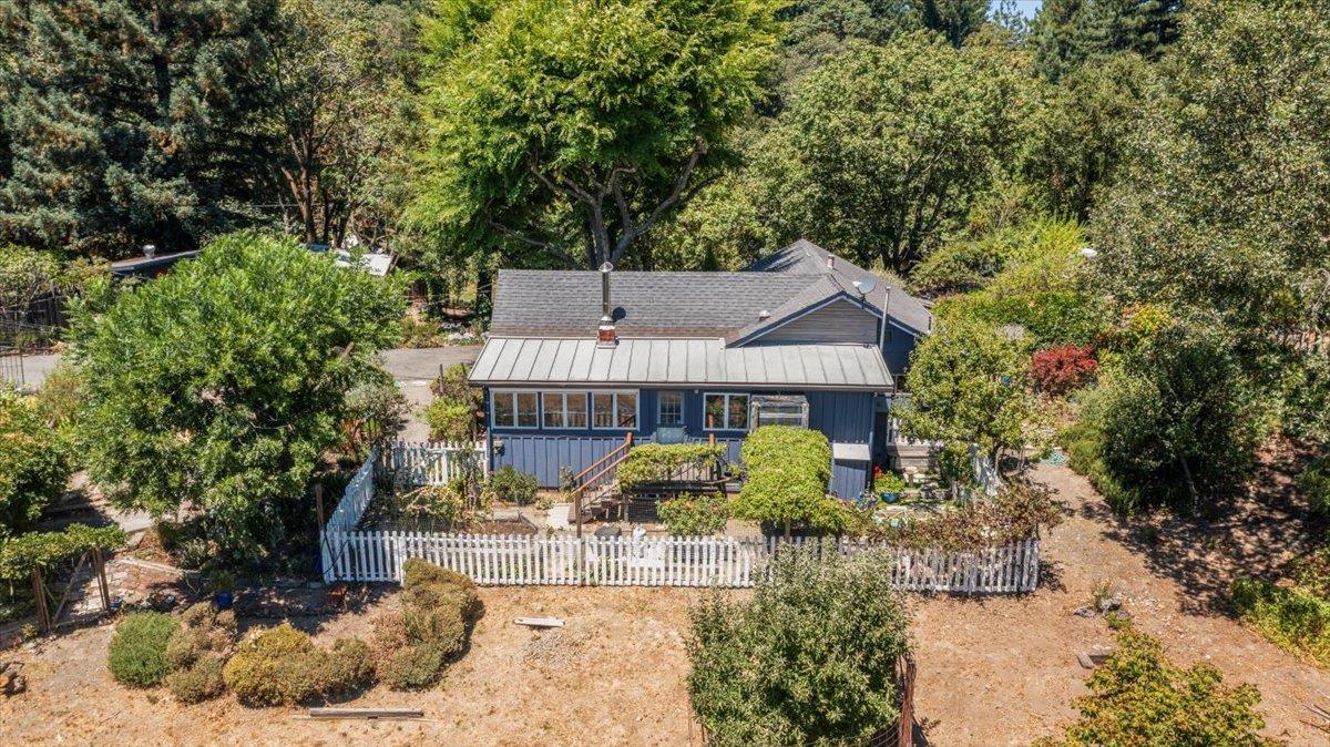 an aerial view of a house