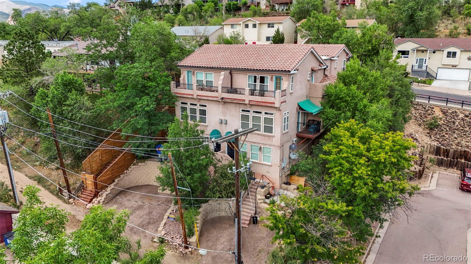 an aerial view of a house