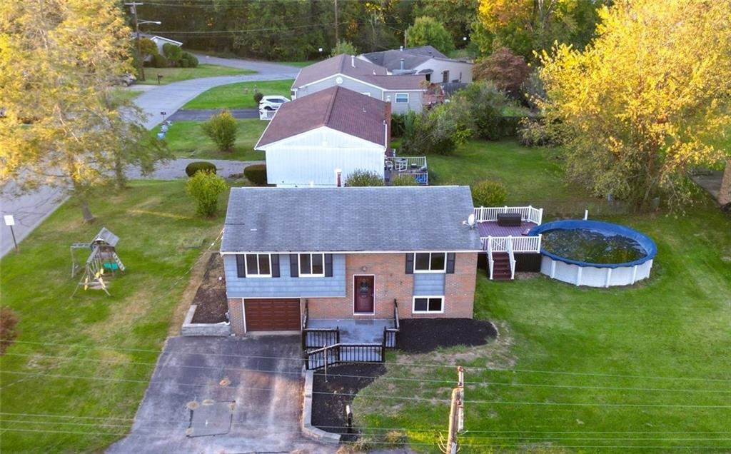 an aerial view of a house