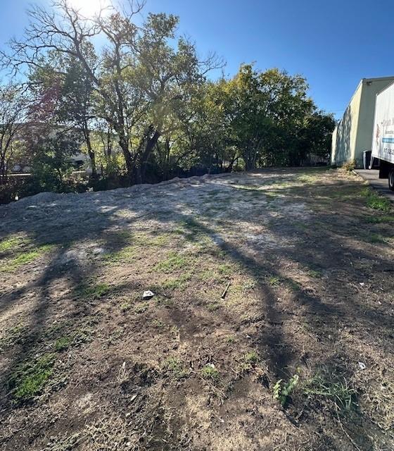 a view of a yard with a tree