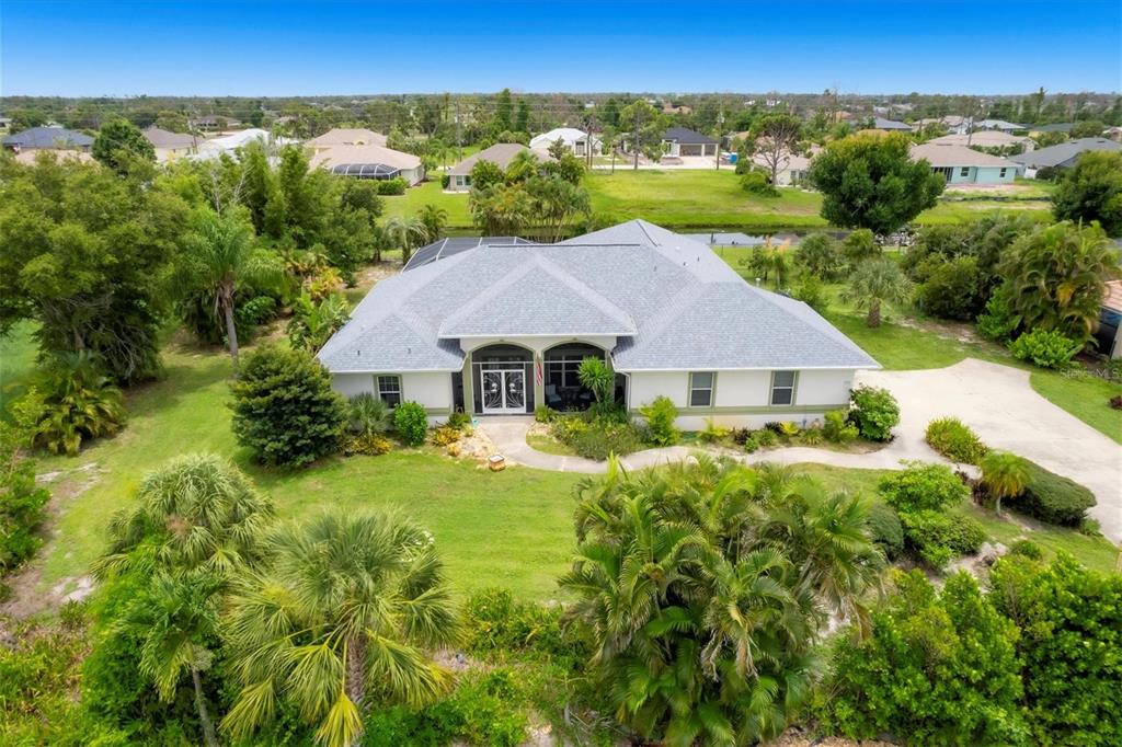 an aerial view of a house