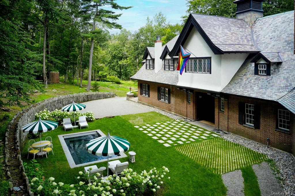 an aerial view of a house