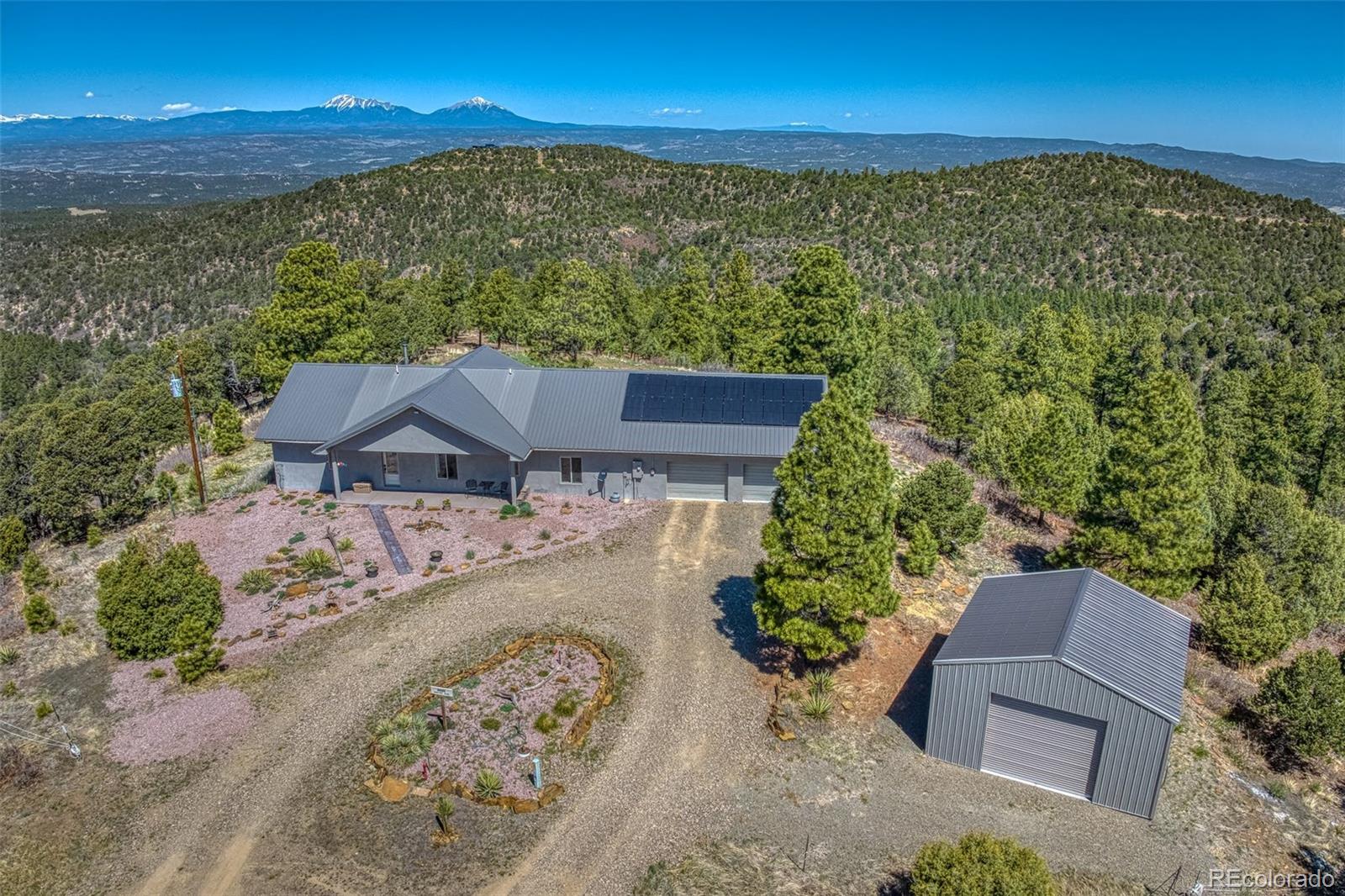 an aerial view of a house